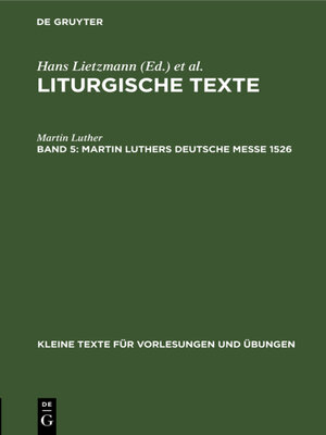 cover image of Martin Luthers Deutsche Messe 1526
